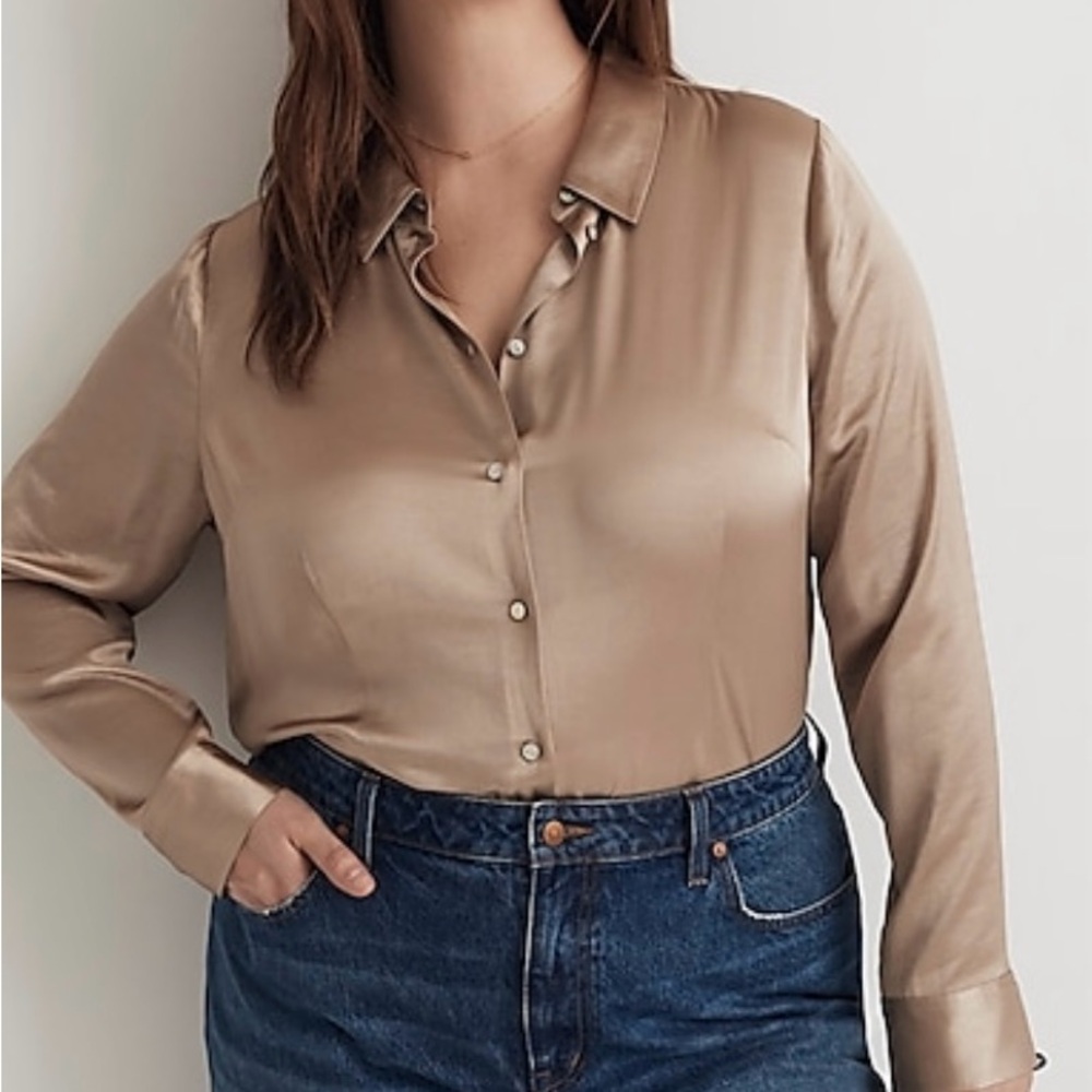 NWT Madewell darted button-up shirt in satin